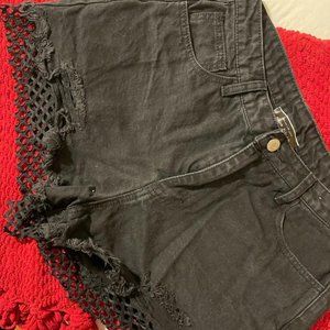Black Wash Denim Shorts